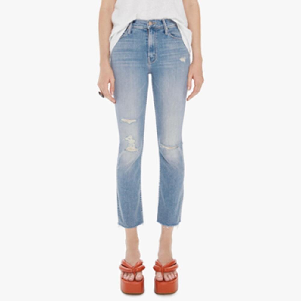 MOTHER Mid Rise Dazzler Ankle Fray Jeans in Weekend Kitten Size 29